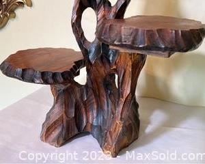 w3tier carved wood occasional table3585 t