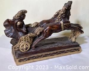 wroman sculpture with chariot and horses3545 t