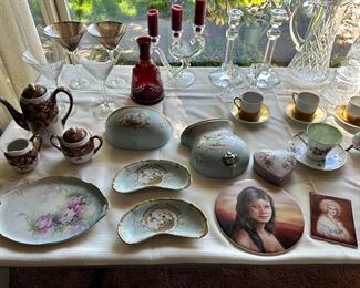 Grandmother painted these porcelain cups and plates and dishes ad most are signed. Beautiful.