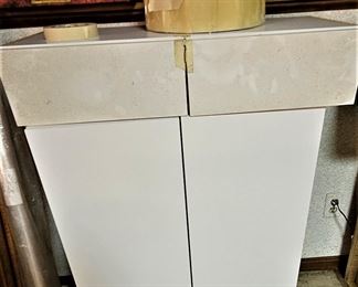 Have two new overhead white laminate cabinets. (bottom pix) $25 each. Top is a double drawer $10