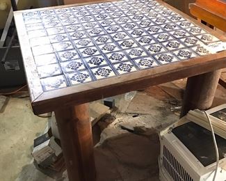 Heavy ceramic tile top table and window ac