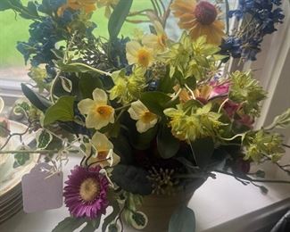 Faux flower arrangement