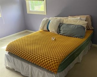Full size, bed frame, and mattress pad