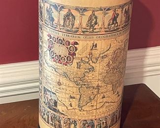 Vintage World Map Waste Can