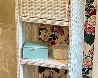 WICKER SHELVES/CABINET