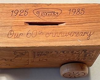 Vintage Tom’s 60th Anniversary Wooden Truck Bank
