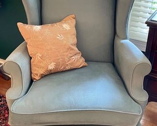 BLUE WING-BACK CHAIR