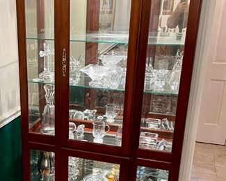 LARGE CURIO CABINET W/GLASS SHELVES and MIRROR BACK