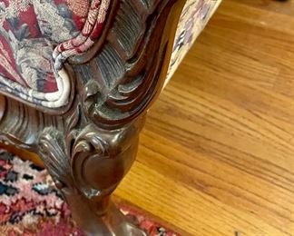 UPHOLSTERED ANTIQUE CLAW FOOT SOFA