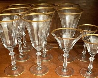 VINTAGE GOLD-RIMMED STEMWARE
