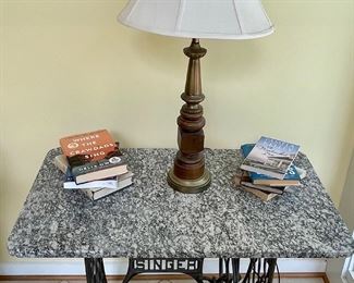 MARBLE TOP ON SEWING MACHINE BASE