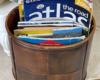 LEATHER CLAD WASTEBASKET