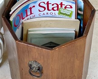 VINTAGE WASTEBASKET W/LION'S HEAD HARDWARE