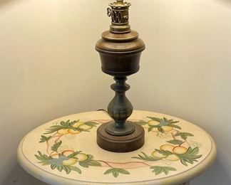 PAINTED SIDE TABLE, LAMP