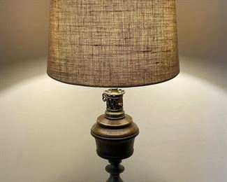 PAINTED SIDE TABLE, LAMP