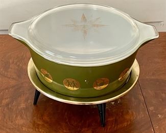 Vintage “Zodiac” Pyrex Bowl w/Lid and Chafing Stand