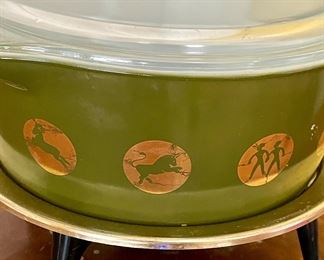 Vintage “Zodiac” Pyrex Bowl w/Lid and Chafing Stand