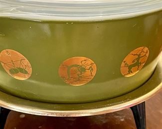 Vintage “Zodiac” Pyrex Bowl w/Lid and Chafing Stand
