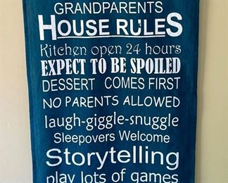 "GRANDPARENTS HOUSE RULES" BANNER