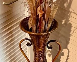 LARGE METAL VASE W/DRY FLORAL