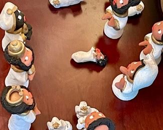 VINTAGE AFRICAN AMERICANA CHRISTMAS POTTERY CLAY SCULPTURE NATIVITY ORNAMENT DECOR