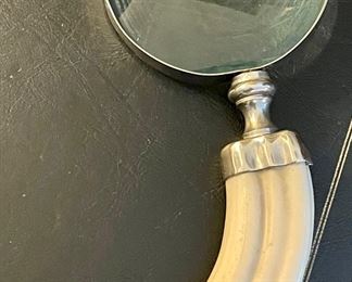 CARVED BONE HANDLE MAGINIFYING GLASS