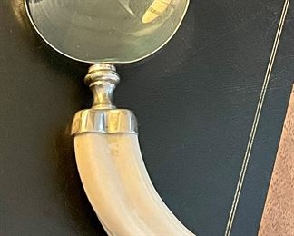 CARVED BONE HANDLE MAGINIFYING GLASS