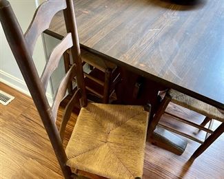 VINTAGE TABLE W/6 LADDER-BACK CHAIRS