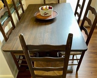 VINTAGE TABLE W/6 LADDER-BACK CHAIRS