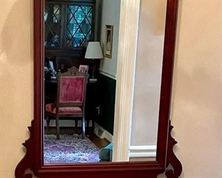 ANTIQUE WALL MIRROR, BALDWIN CANDLESTICK 