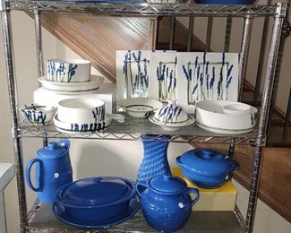 Bluebonnet pottery, Longaberger Woven kitchen cooking and serving