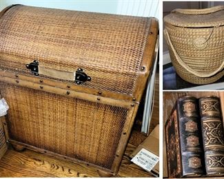 Large baskets and wood "books"