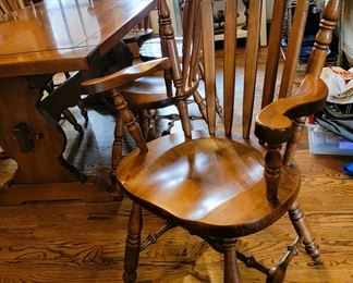 Solid wood farm table with 6 chairs