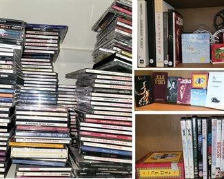 Music CDs and CD sets, some DVDs