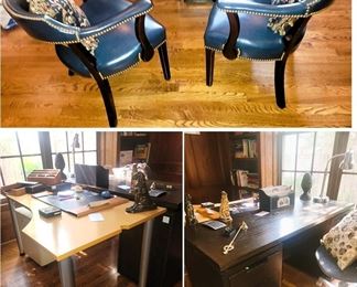 Writing desk, West Elm Desk, office chairs