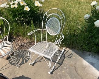 Vintage wrought iron rocking chair