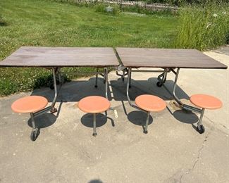 Folding cafeteria style table with chairs