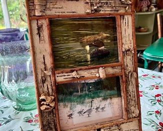 Homeowner Artist made birch bark frames and framed art 
