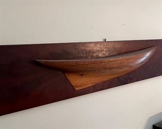 Mounted Wooded Boat Half Hull Wall Hanging