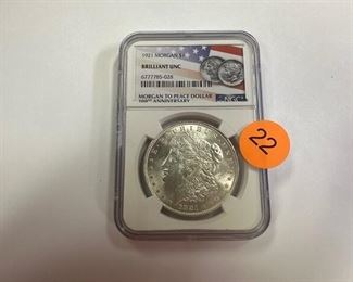 1921 MORGAN SILVER DOLLAR BU
