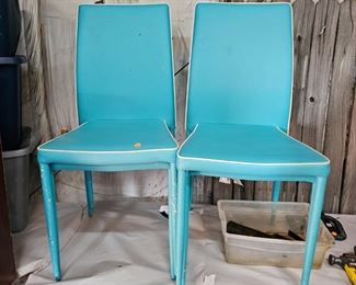  Set of 4 BLUE PADDED CHAIRS