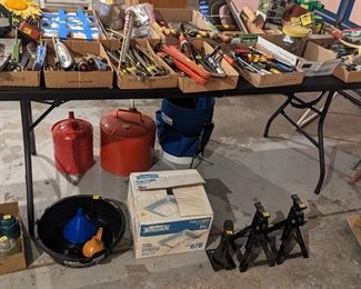 Tools, gas cans