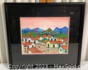 wframed print with spanishmexican motif3961 t