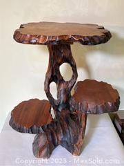 w3tier carved wood occasional table3581 t