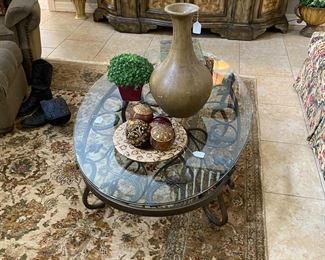 Glass and iron Coffee table