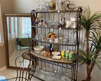 Marble, iron and glass bakers rack.  Also had wine bottle rack.