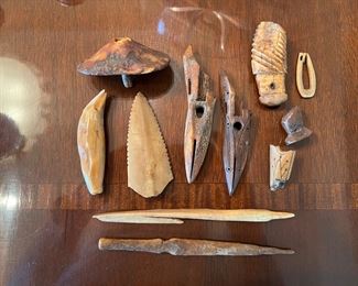 Inuit primitive Eskimo whaling instruments. 