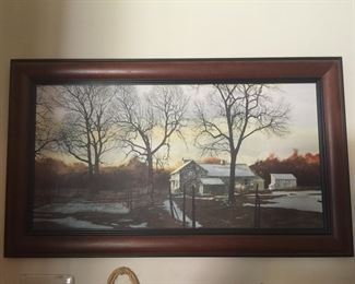 A wintry scene shows what could be a glimpse of Albion with one of its stone houses. 