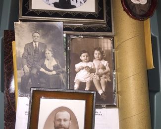Photos from times long past are offered both in and out of frames. 