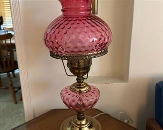 Antique Fenton Cranberry Lamp circa early 1900's